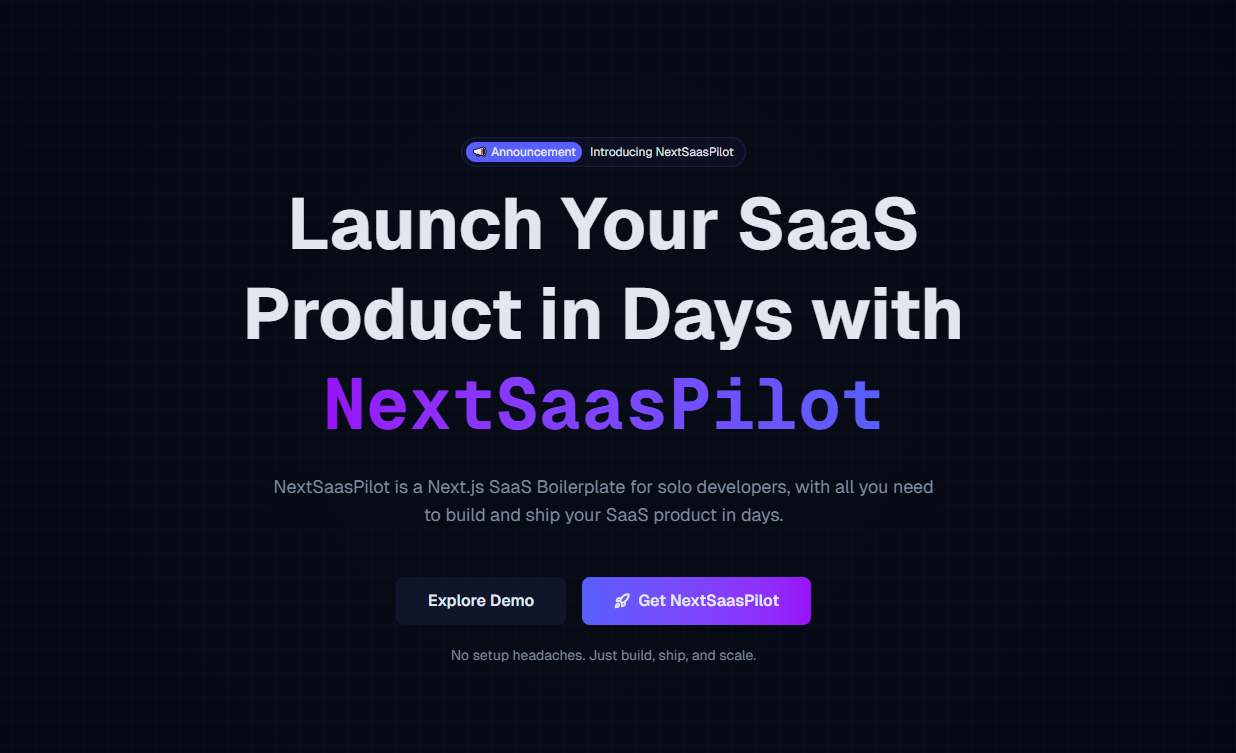 NextSaasPilot - Next.js stater kit boilerplate